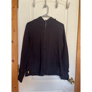 LOLÉ women’s jacket XL black hooded 4-way stretch wicking 50 UPF zip up